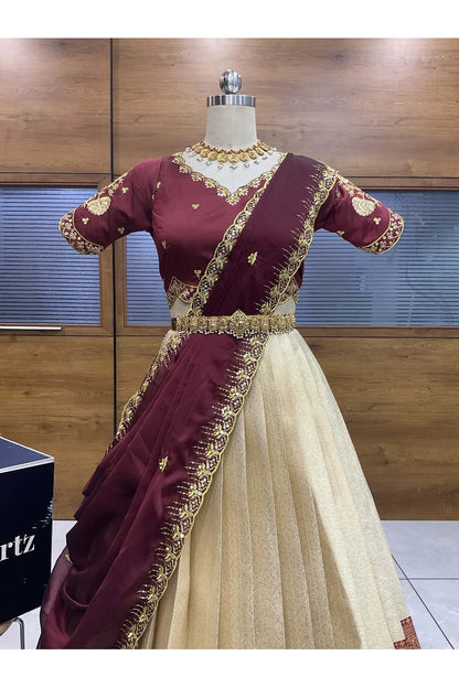 దక్షిణ భారత పండుగ సాంప్రదాయ హాఫ్ చీర (ఛవి) 