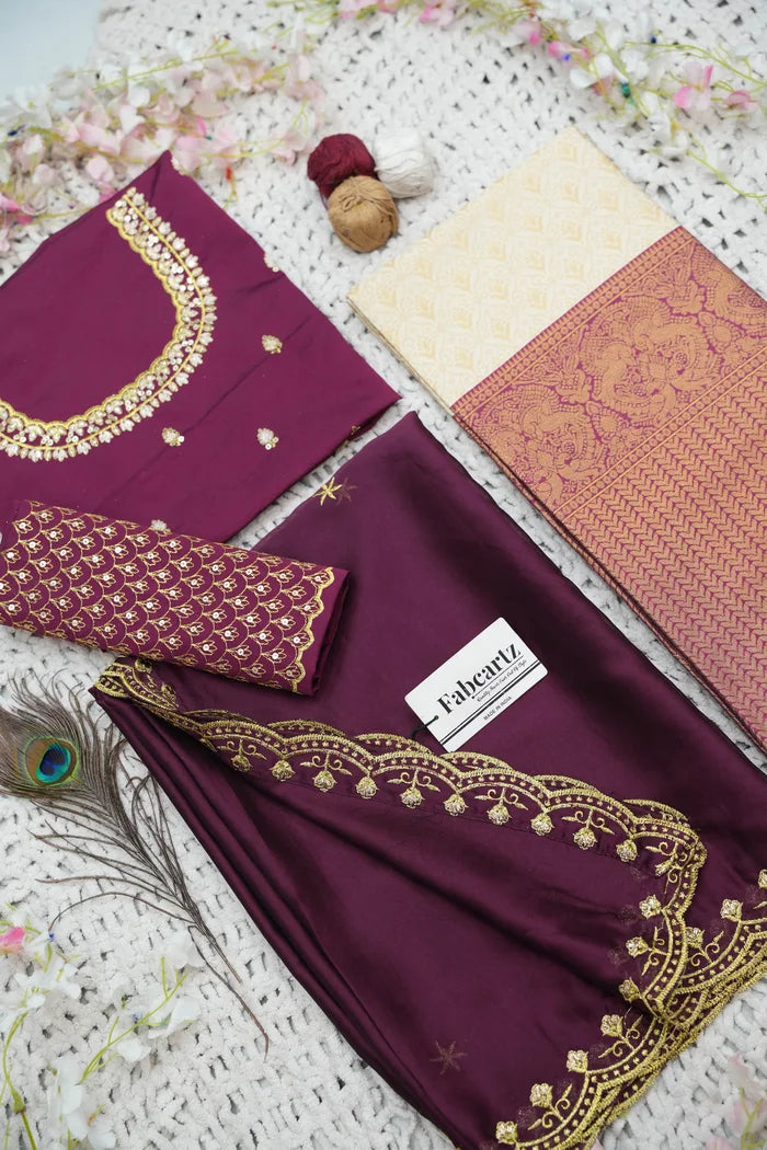 Munjya Women's Woven Design zari work Half Saree with Embroidered Blouse and Dupatta