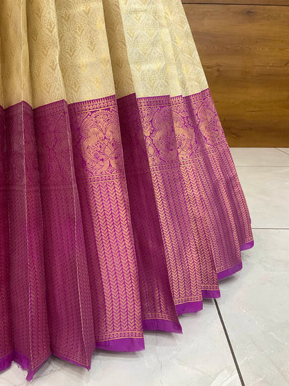 Munjya Women's Woven Design zari work Half Saree with Embroidered Blouse and Dupatta