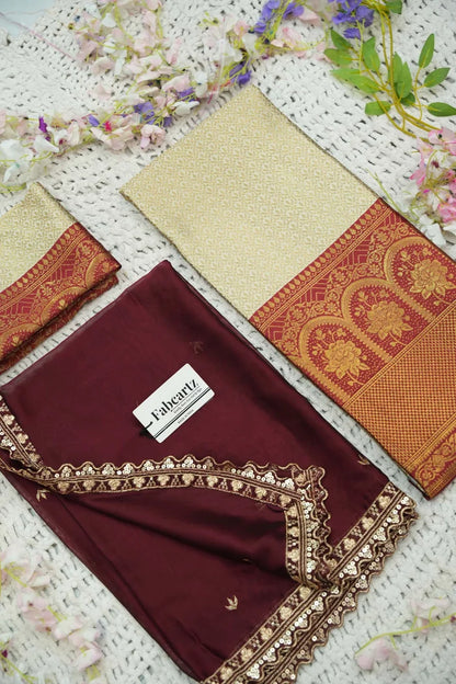 Oye!!Pattu Women's Woven Design zari work Half Saree with Embroidered Blouse and Dupatta