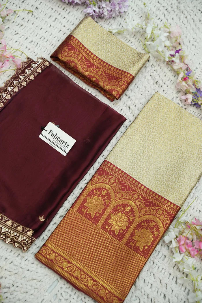 Oye!!Pattu Women's Woven Design zari work Half Saree with Embroidered Blouse and Dupatta