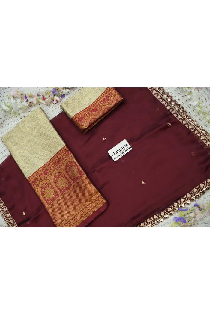 Oye!!Pattu Women's Woven Design zari work Half Saree with Embroidered Blouse and Dupatta
