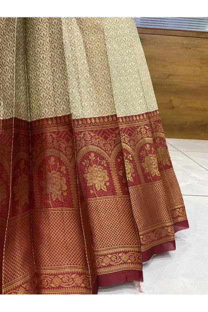 Oye!!Pattu Women's Woven Design zari work Half Saree with Embroidered Blouse and Dupatta