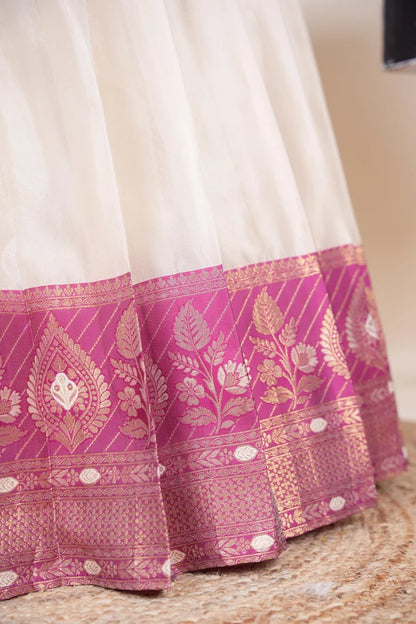 Ravleena   Women's Woven Design zari work Half Saree with Embroidered Blouse and Dupatta