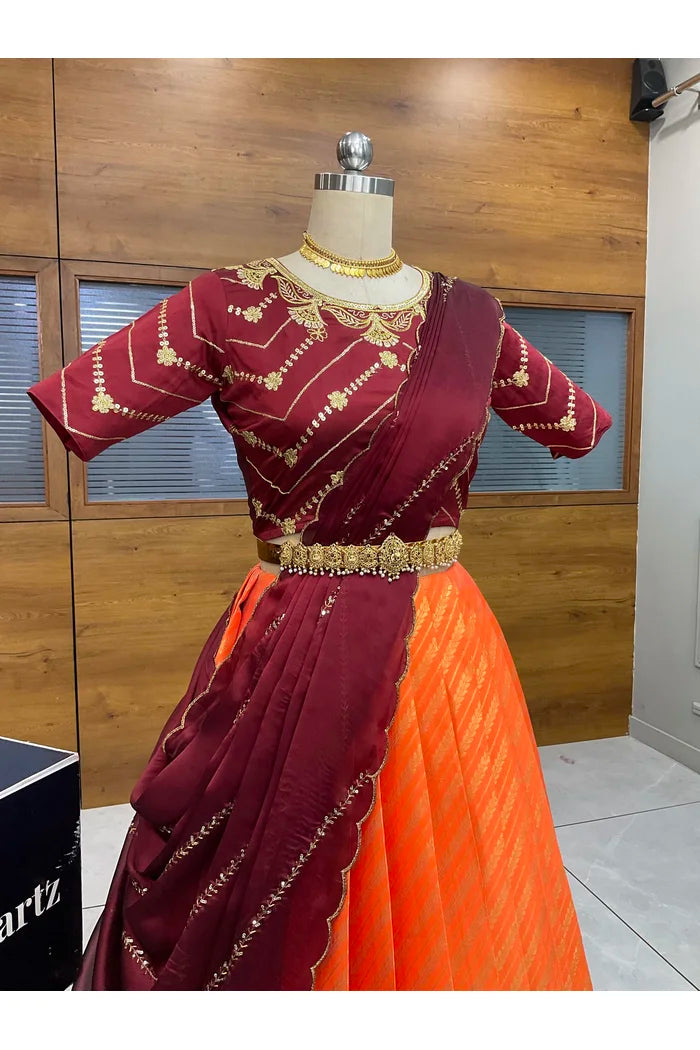 దక్షిణ భారత పండుగ సాంప్రదాయ హాఫ్ చీర (ఛవి) 