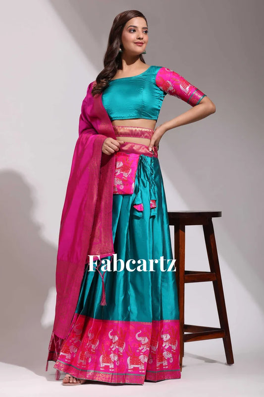 South Indian Festival Traditional Half Saree (JungleeHathi)