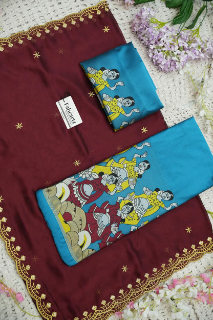 (Putrika) South Indian Festival Traditional Half Saree with Embroidered Blouse & Dupatta