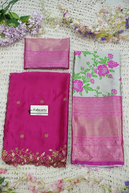 RoseRango Women's Woven Design zari work Half Saree with Embroidered Blouse and Dupatta