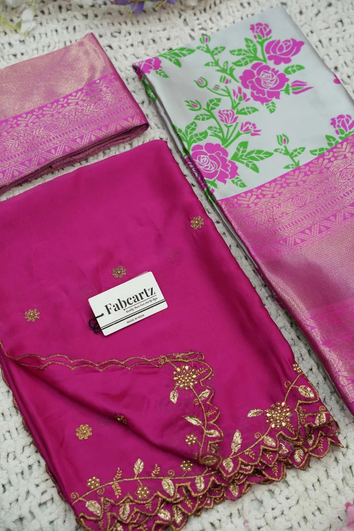 RoseRango Women's Woven Design zari work Half Saree with Embroidered Blouse and Dupatta