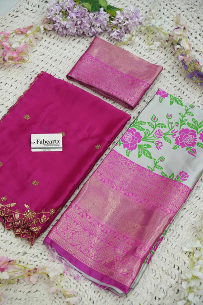 RoseRango Women's Woven Design zari work Half Saree with Embroidered Blouse and Dupatta