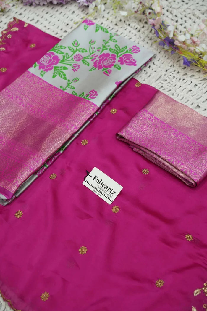 RoseRango Women's Woven Design zari work Half Saree with Embroidered Blouse and Dupatta