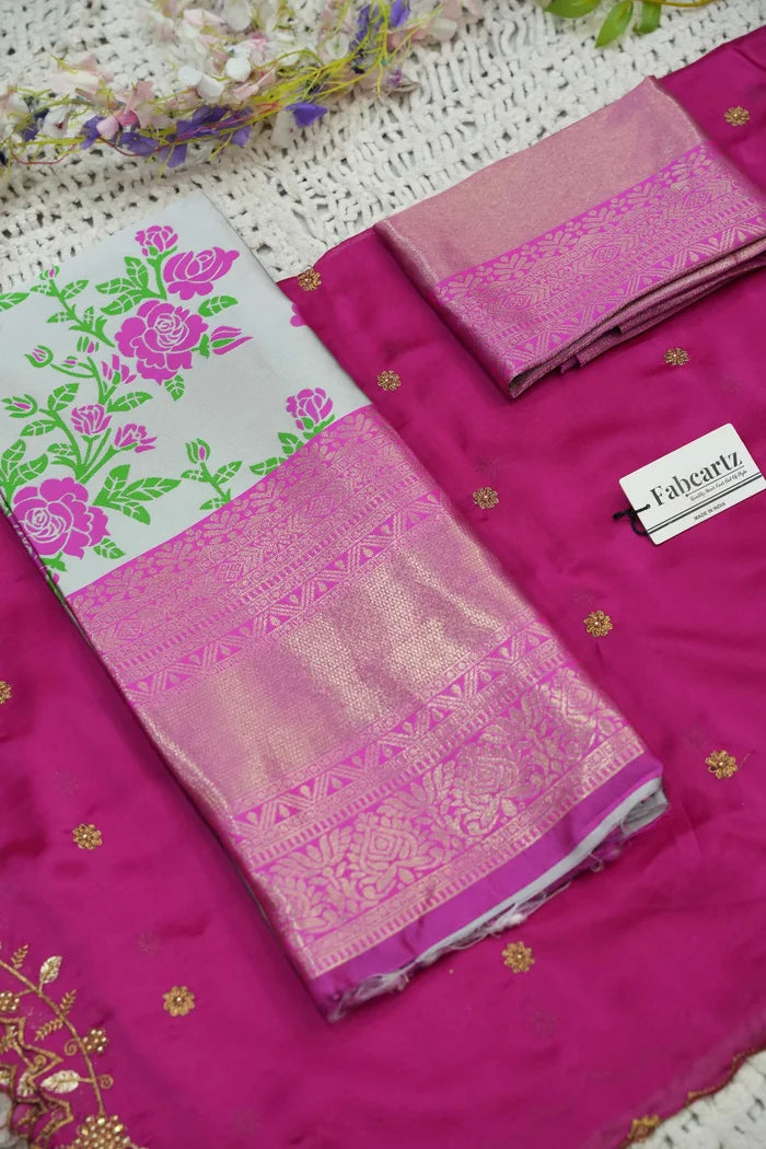 RoseRango Women's Woven Design zari work Half Saree with Embroidered Blouse and Dupatta