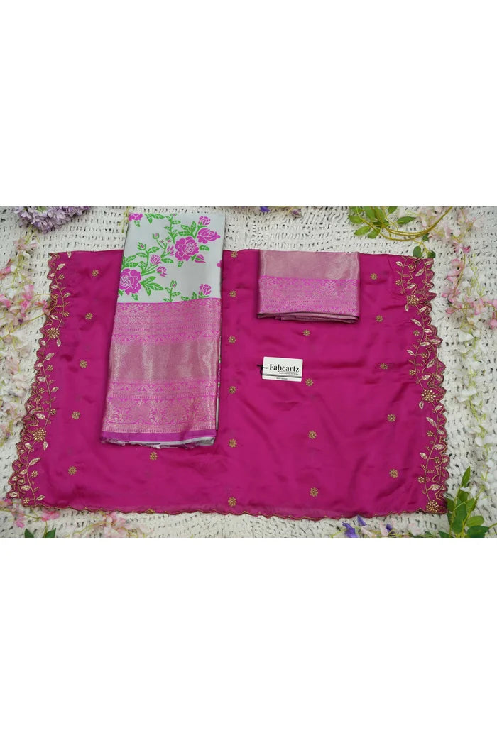 RoseRango Women's Woven Design zari work Half Saree with Embroidered Blouse and Dupatta