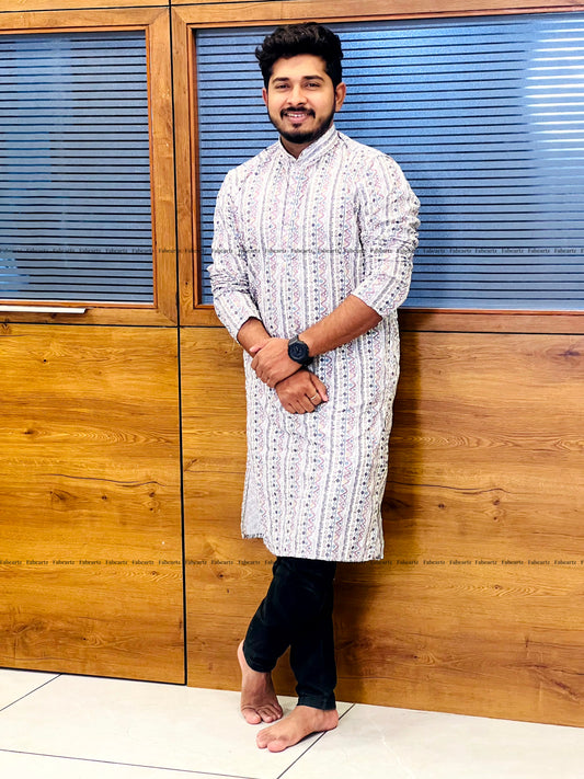 🌟 Exquisite Cotton Embroidered Indian Men's Kurta (Only Kurta): Elevate Your Style! 🕺💫