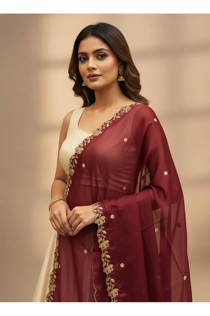 Beautiful Embroidery work Rangoli Dupatta for women | Only Dupatta BiliPatra Dup