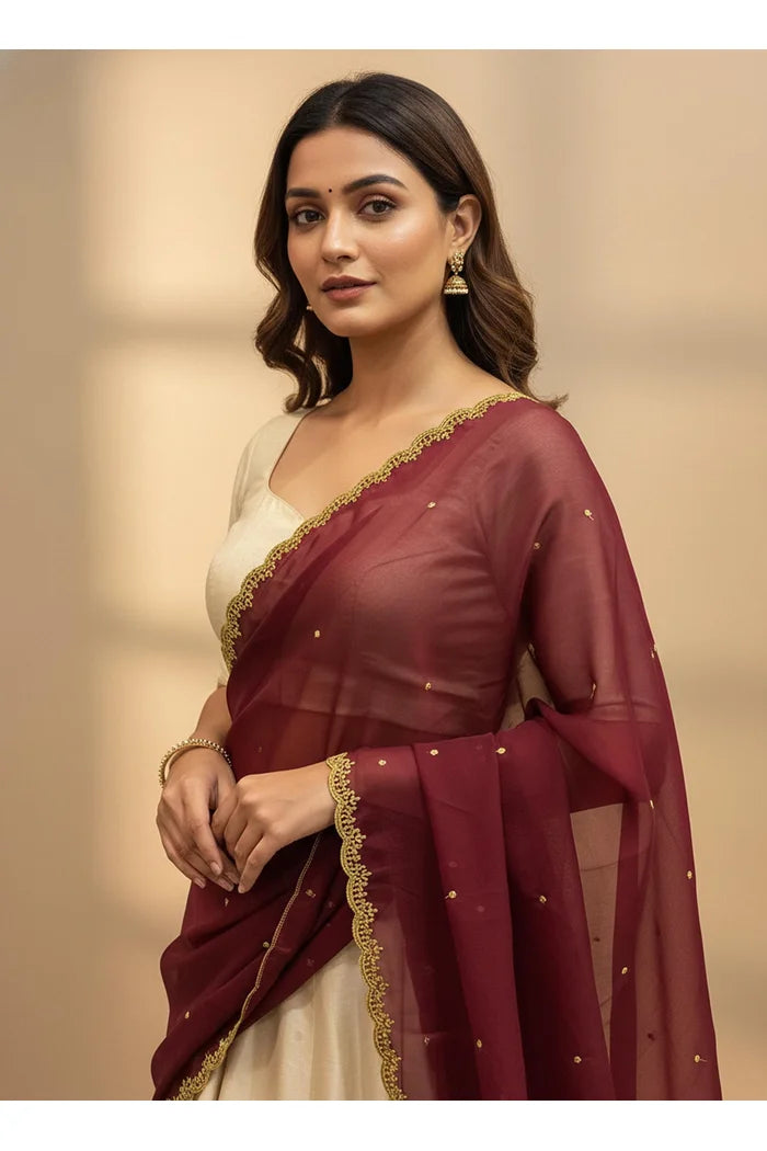 Beautiful Embroidery work Rangoli Dupatta for women | Only Dupatta Ishita Dup