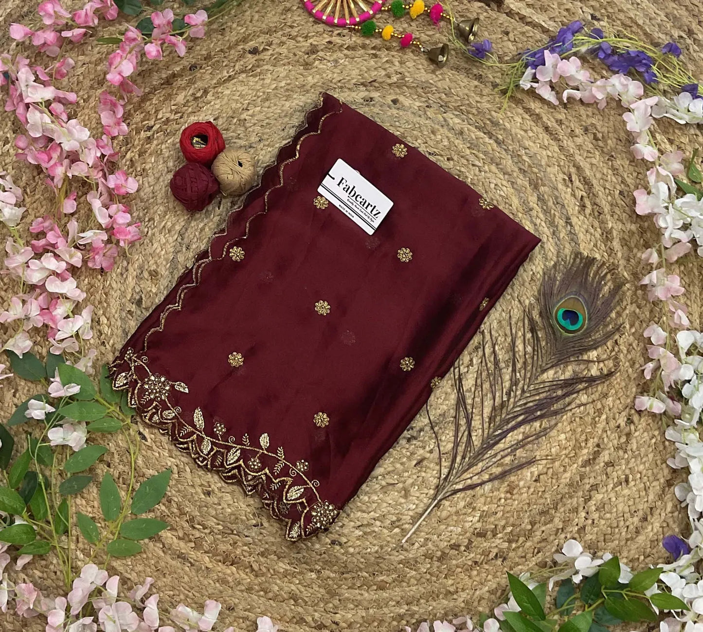 RangoliDup (GT) Beautiful Embroidery & Beads work Rangoli Dupatta for women | Only Dupatta