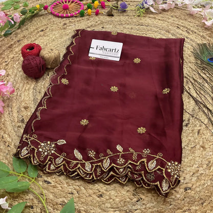 RangoliDup (GT) Beautiful Embroidery & Beads work Rangoli Dupatta for women | Only Dupatta