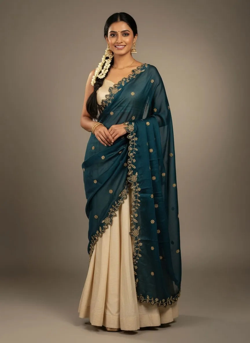 RangoliDup (GT) Beautiful Embroidery & Beads work Rangoli Dupatta for women | Only Dupatta