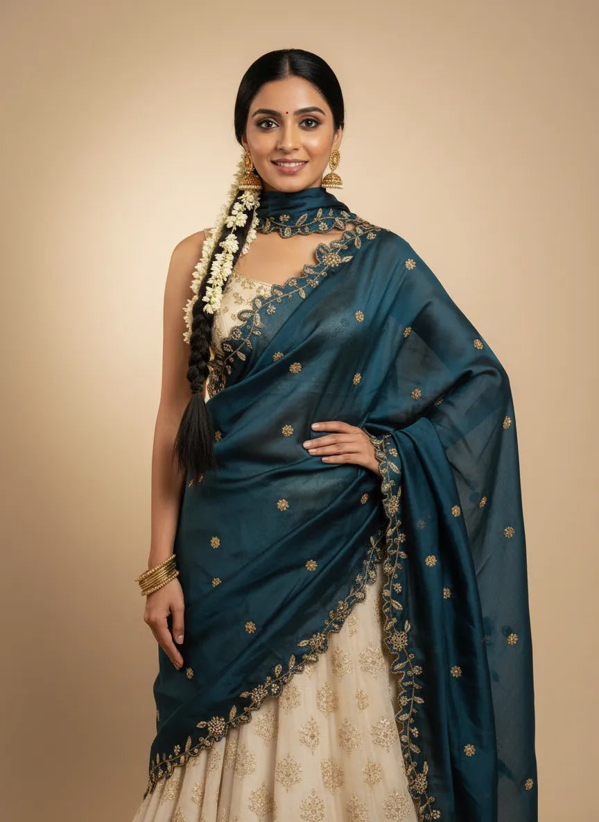 RangoliDup (GT) Beautiful Embroidery & Beads work Rangoli Dupatta for women | Only Dupatta