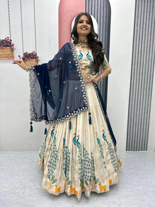 Mayuri Women's Embroidered Shimmer Lehenga Choli with Sequins Work