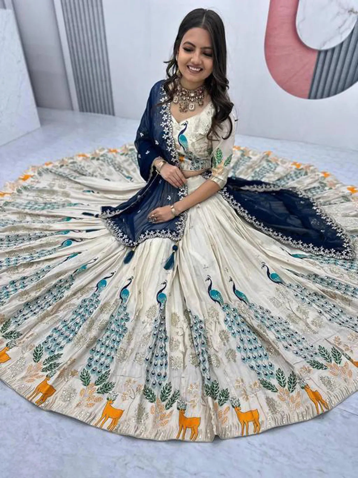 Mayuri Women's Embroidered Shimmer Lehenga Choli with Sequins Work