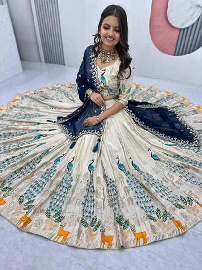 Mayuri Women's Embroidered Shimmer Lehenga Choli with Sequins Work