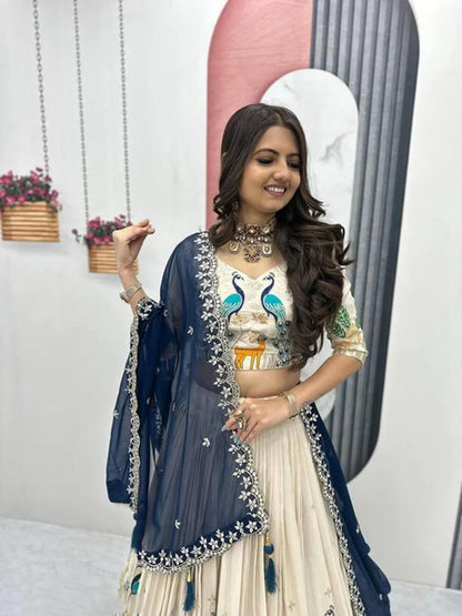 Mayuri Women's Embroidered Shimmer Lehenga Choli with Sequins Work