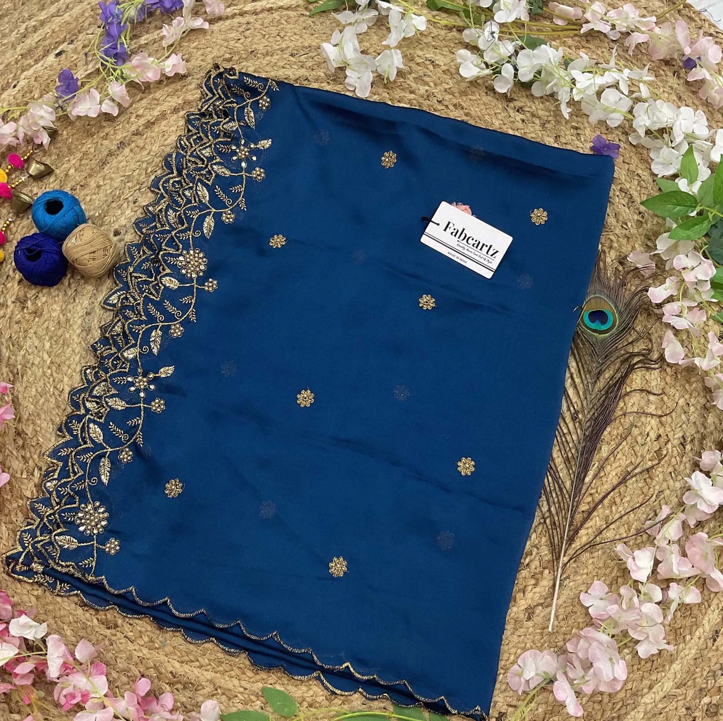 RangoliDup (GT) Beautiful Embroidery & Beads work Rangoli Dupatta for women | Only Dupatta