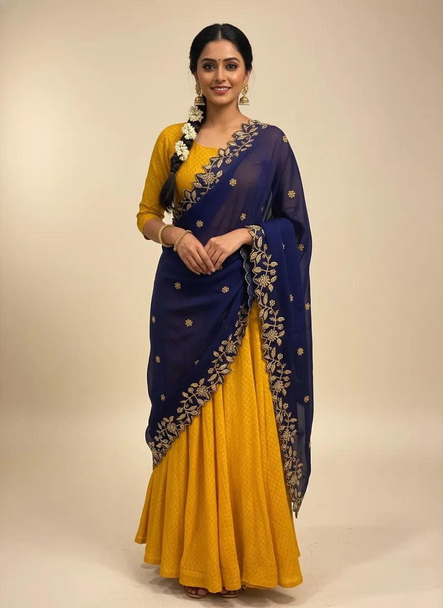 RangoliDup (GT) Beautiful Embroidery & Beads work Rangoli Dupatta for women | Only Dupatta