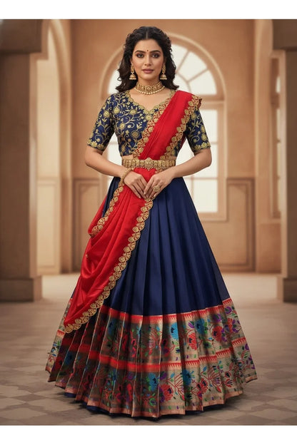 దక్షిణ భారత పండుగ సాంప్రదాయ హాఫ్ చీర (ఛవి) 