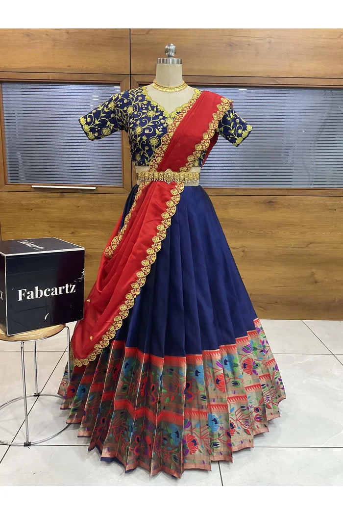 దక్షిణ భారత పండుగ సాంప్రదాయ హాఫ్ చీర (ఛవి) 