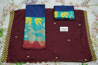 (HansRango) South Indian Festival Traditional Half Saree with Embroidered Blouse & Dupatta