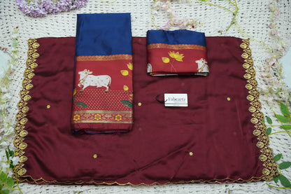 (KaamRango) South Indian Festival Traditional Half Saree with Embroidered Blouse & Dupatta