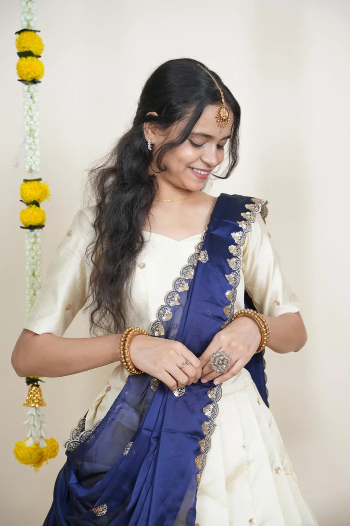 దక్షిణ భారత పండుగ సాంప్రదాయ హాఫ్ చీర (ఛవి) 