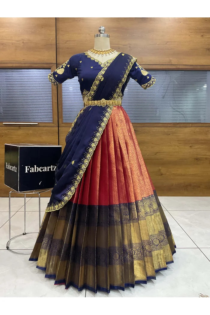 దక్షిణ భారత పండుగ సాంప్రదాయ హాఫ్ చీర (ఛవి) 