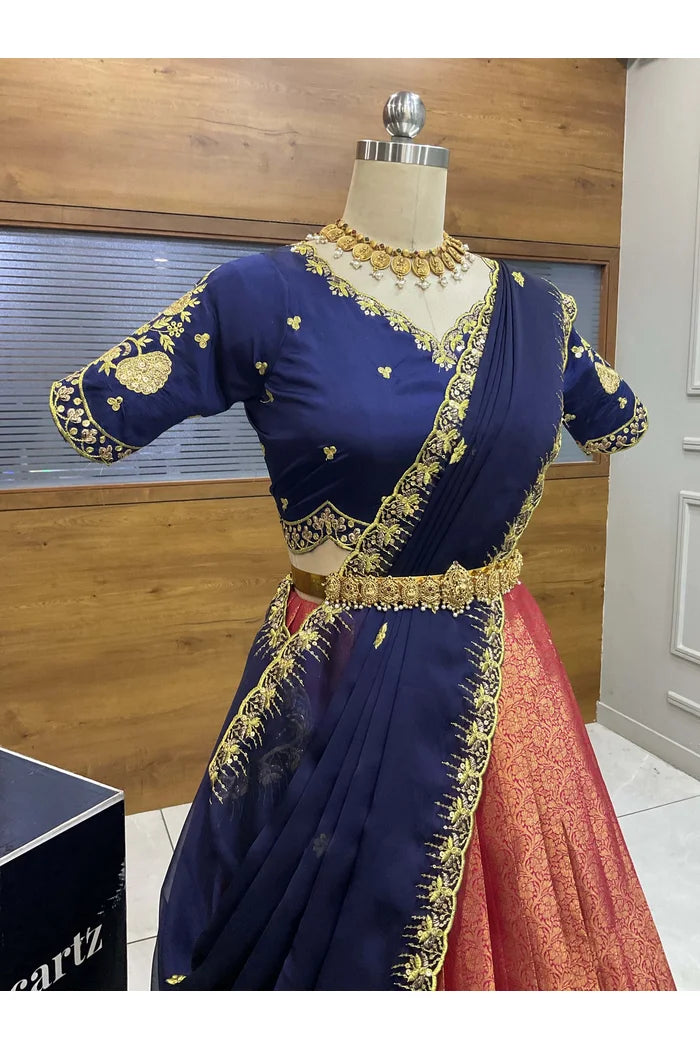 దక్షిణ భారత పండుగ సాంప్రదాయ హాఫ్ చీర (ఛవి) 