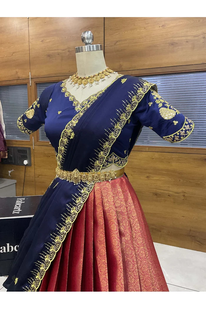 దక్షిణ భారత పండుగ సాంప్రదాయ హాఫ్ చీర (ఛవి) 