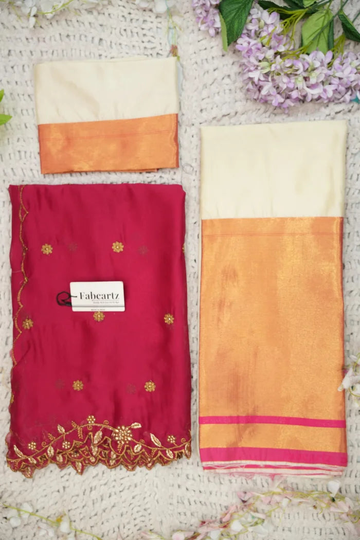 దక్షిణ భారత పండుగ సాంప్రదాయ హాఫ్ చీర (జరా) 