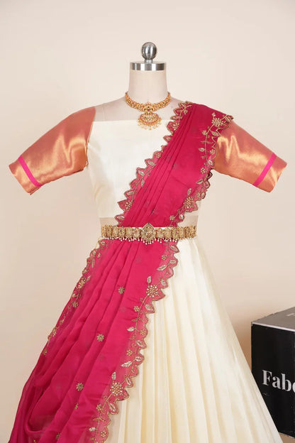 దక్షిణ భారత పండుగ సాంప్రదాయ హాఫ్ చీర (జరా) 