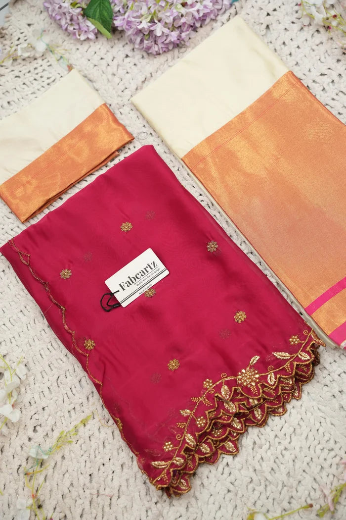 దక్షిణ భారత పండుగ సాంప్రదాయ హాఫ్ చీర (జరా) 