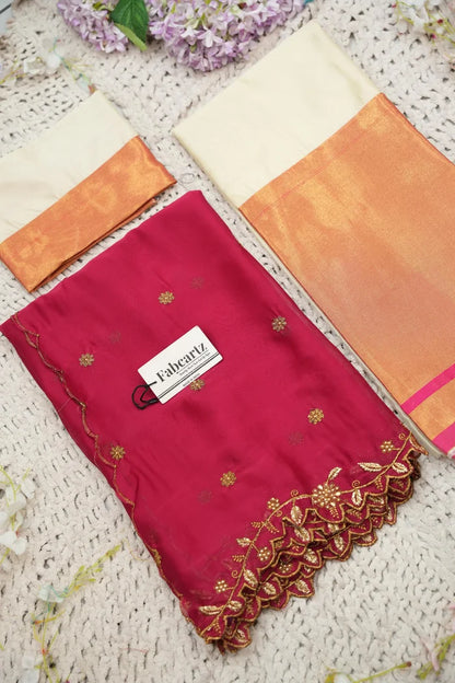 దక్షిణ భారత పండుగ సాంప్రదాయ హాఫ్ చీర (జరా) 