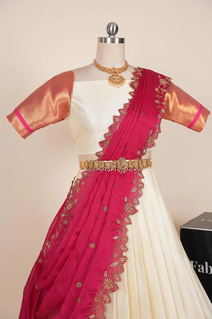 దక్షిణ భారత పండుగ సాంప్రదాయ హాఫ్ చీర (జరా) 