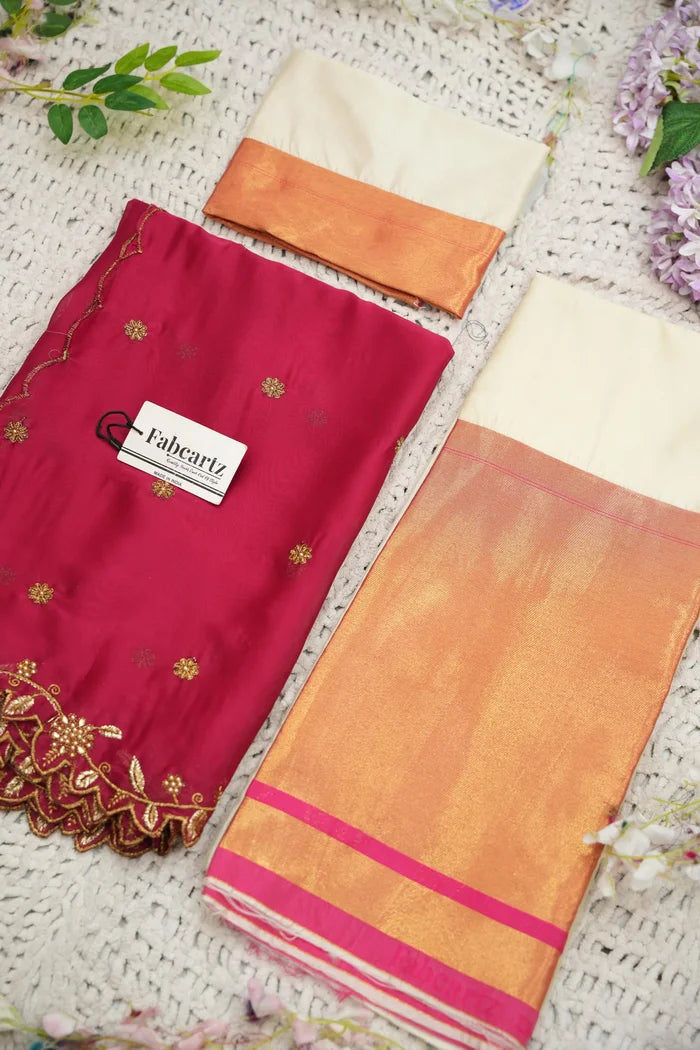 దక్షిణ భారత పండుగ సాంప్రదాయ హాఫ్ చీర (జరా) 