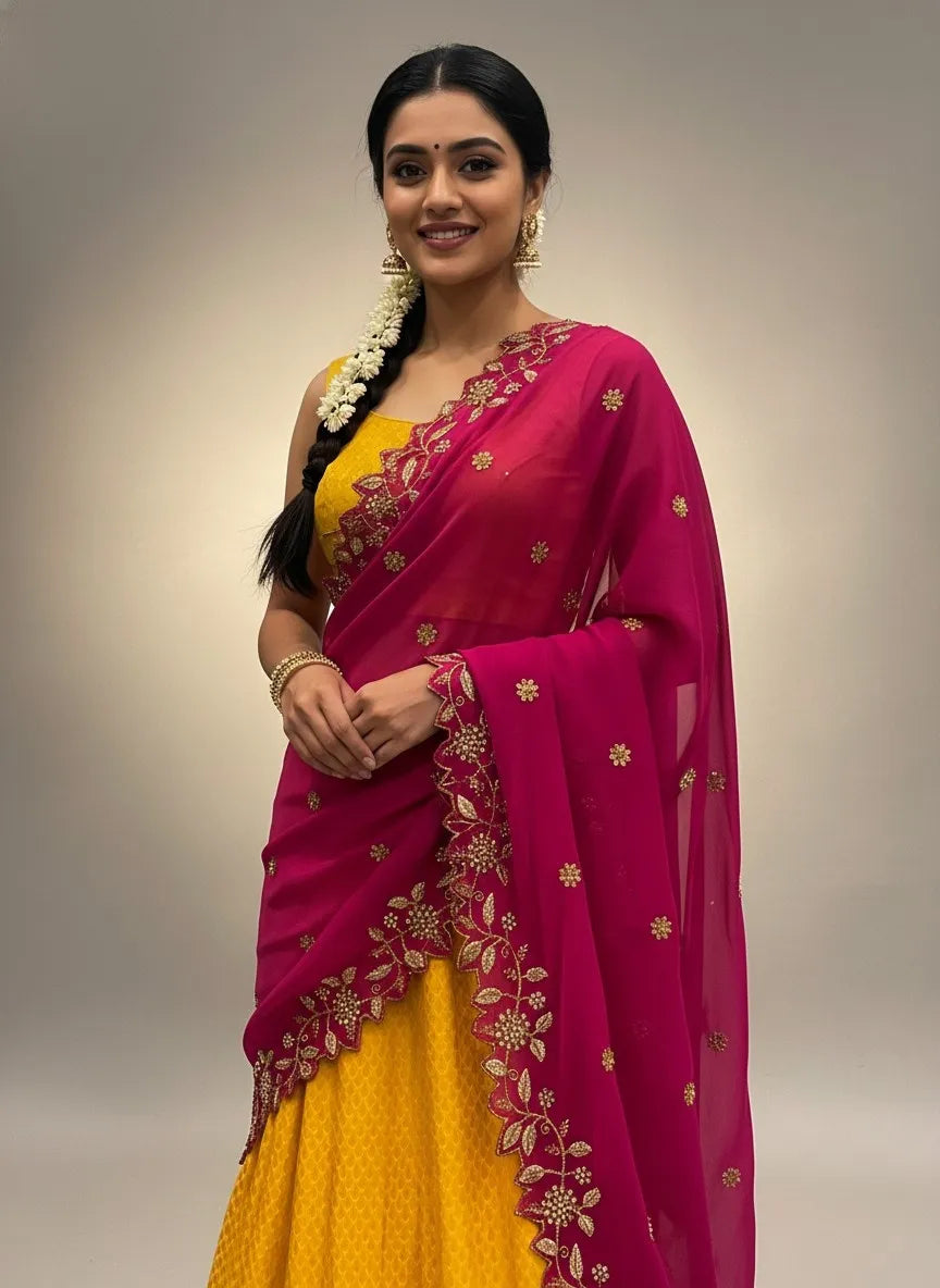 RangoliDup (GT) Beautiful Embroidery & Beads work Rangoli Dupatta for women | Only Dupatta