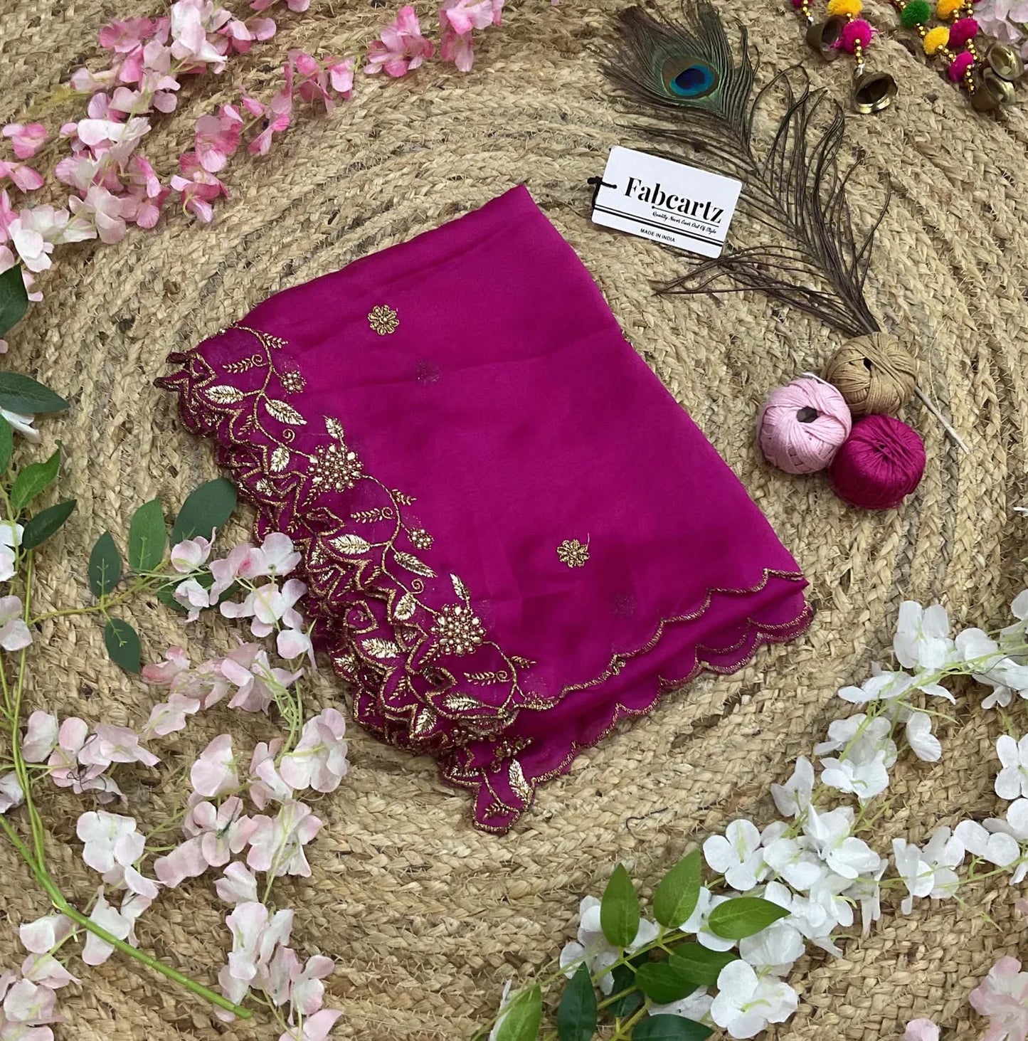 RangoliDup (GT) Beautiful Embroidery & Beads work Rangoli Dupatta for women | Only Dupatta