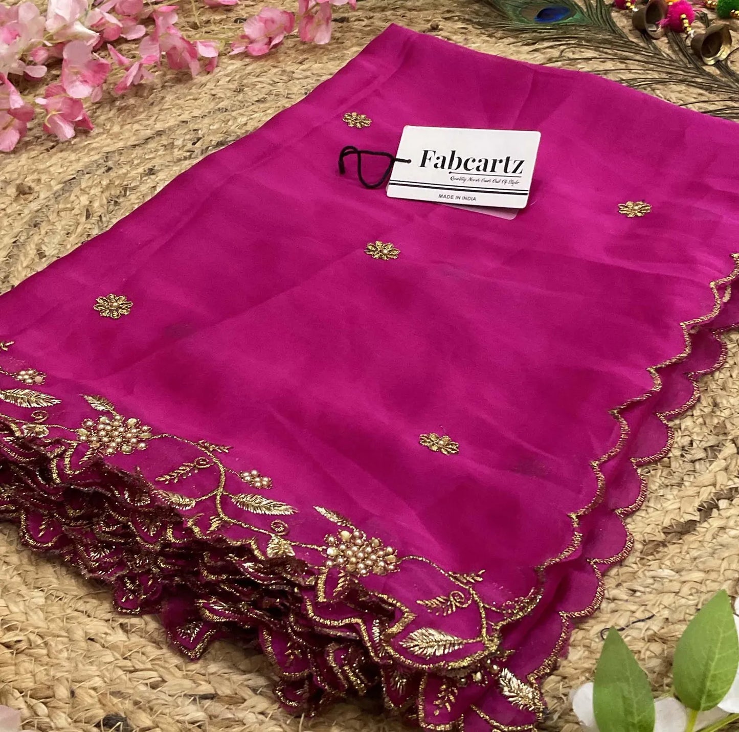 RangoliDup (GT) Beautiful Embroidery & Beads work Rangoli Dupatta for women | Only Dupatta