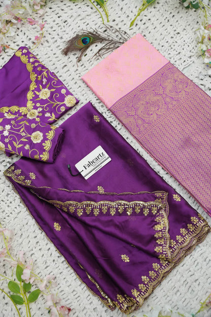 Munjya Women's Woven Design zari work Half Saree with Embroidered Blouse and Dupatta