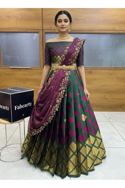 Multiverse Pattu South Indian Festival Traditional Half Saree