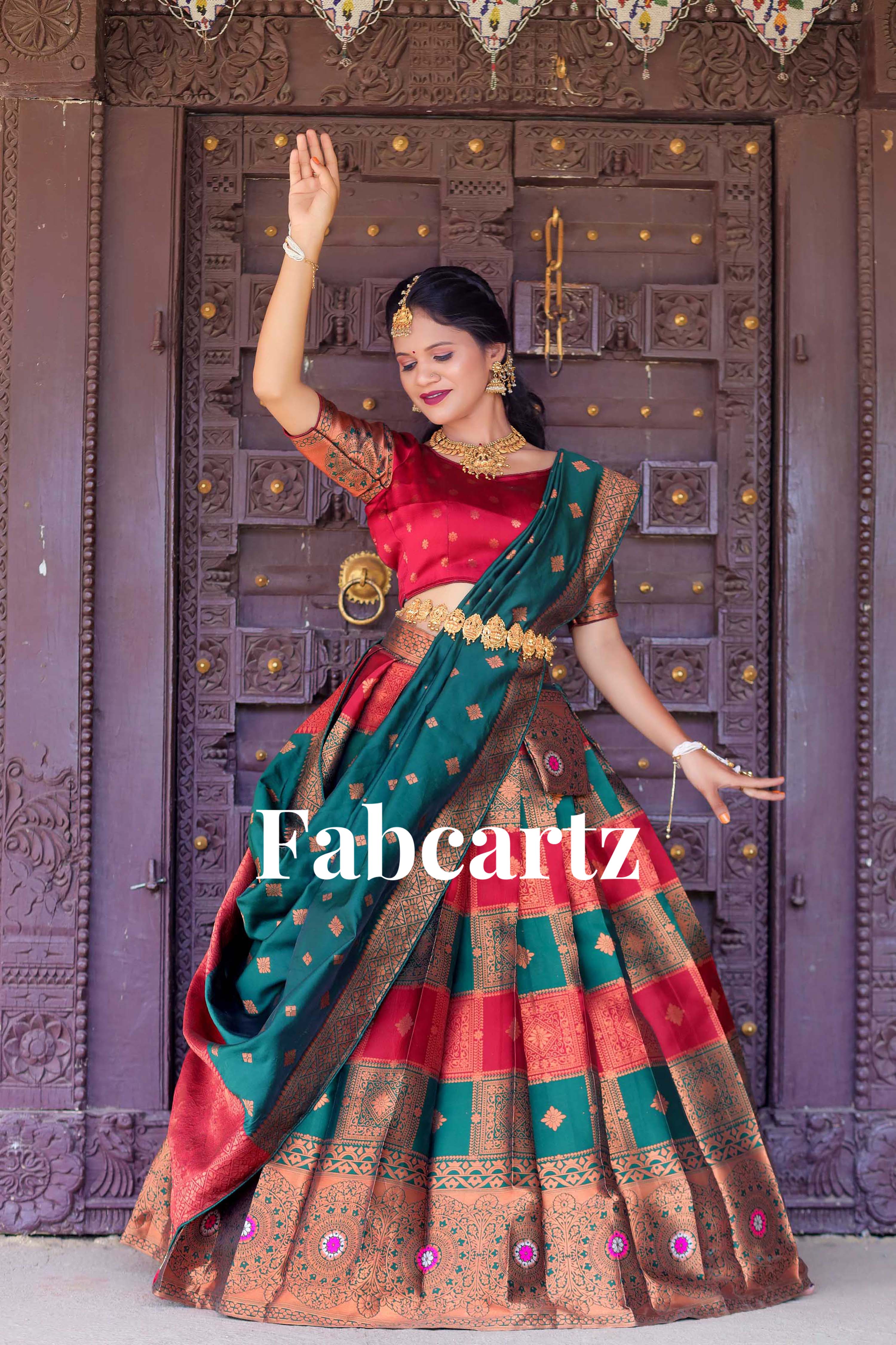 Semi Silk Traditional hotsell Pavadai Sattai - South Indian Banarasi Lehenga Choli